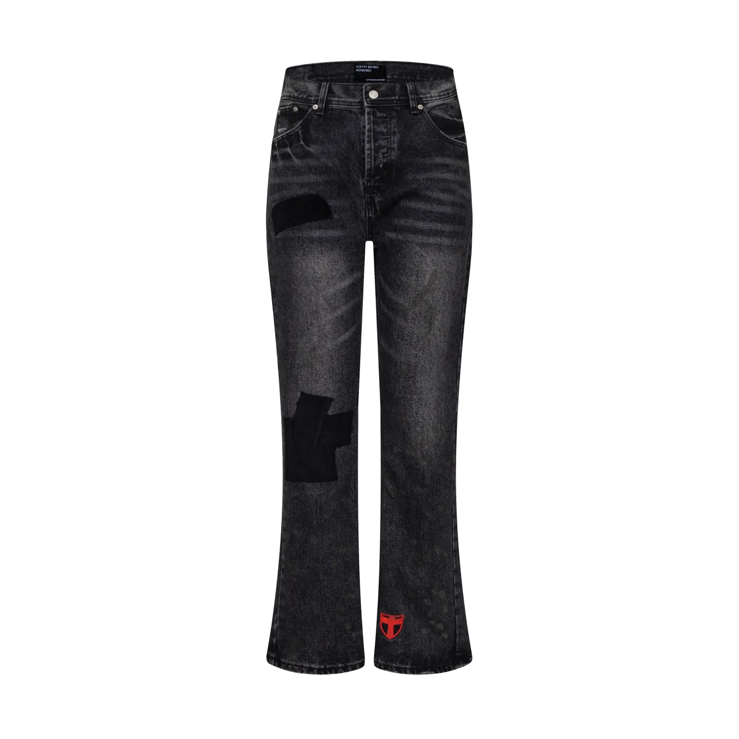 The top version of ENFANTS RICCHES DEPRIMES patchwork embroidered jeans. The Brown suede splicing design really impresses me. It is not a basic style that is worn on the street. It comes with a retro filter, so you are not afraid of clashing when walking on the street. The distressed washed blue is super textured, soft and does not rub the legs, and it is comfortable to wear~ The straight-cut version really hides the flesh! My thick legs and uneven legs are all covered up for me, and they turn into cartoon legs in seconds 👖 Paired with a black sweatshirt + Canvas Shoes, the Korean street style is straight away, a lazy person can just go out with this outfit in early autumn, he is ridiculously handsome! Style number: # Size: 28 30 32 34 (S-XL) Color: Black
